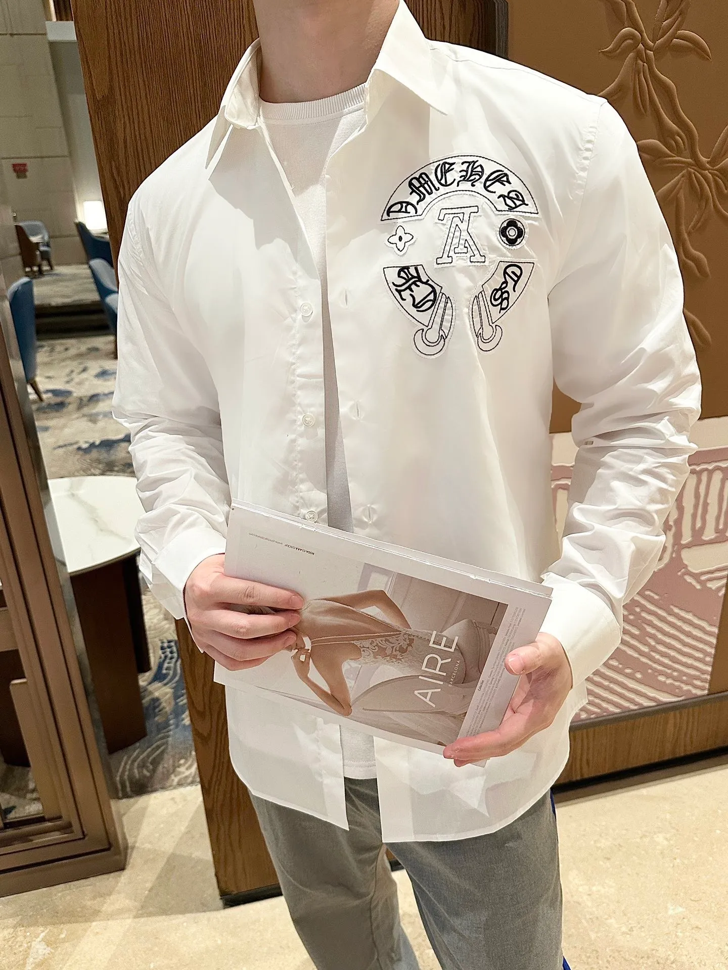 Louis Vuitton/Louis Vuitton Crow Heart joint patch embroidered shirt